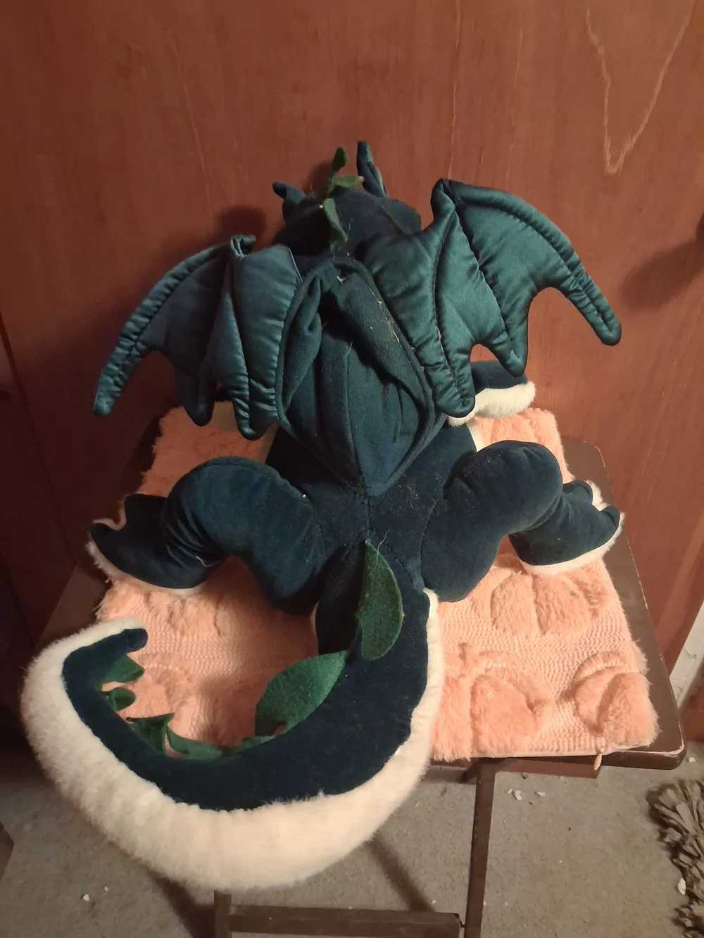 Plush Dragon PUPPET- Deep Teal and White.. THIS IS A PUPPET